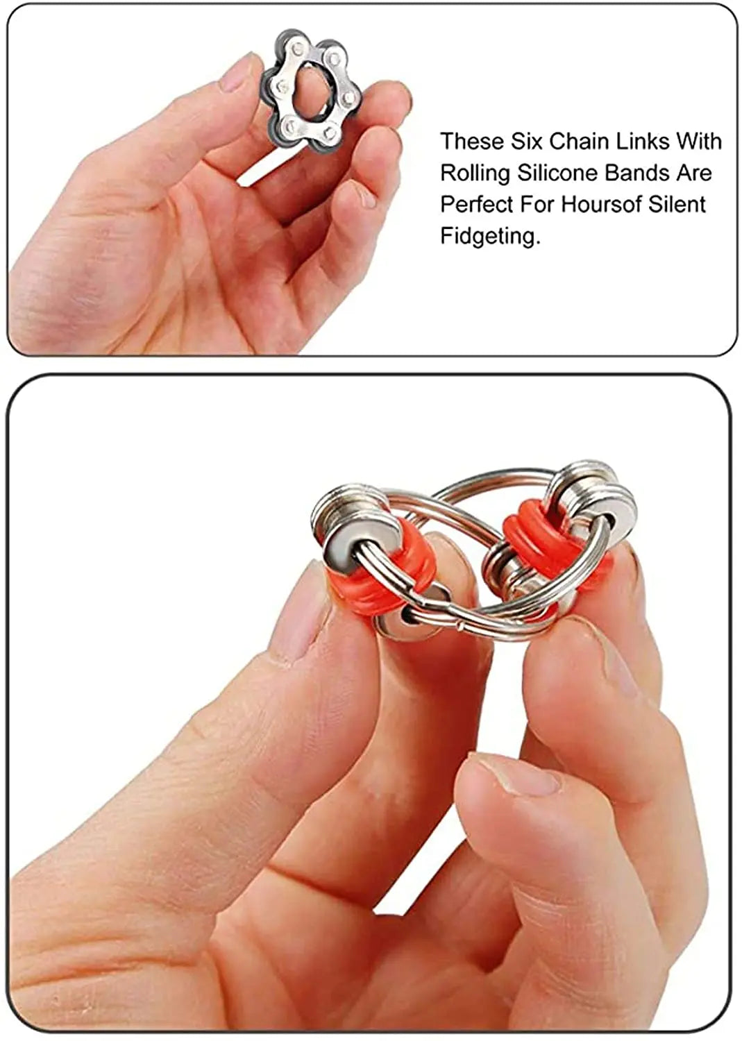 1/2pcs Anxiety Ring Bike Chain Finger Fidget Toy For Autism ADHD ADD Stress Relief in Classroom Office School Sensory Toys