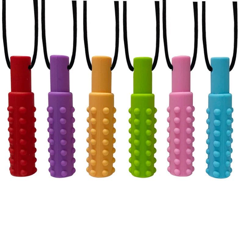 10pcs Baby Silicone Teether Kids Chew Necklace Sensory Chewy Pendant Oral Motor Toys Therapy Tools for Autism chidren's goods