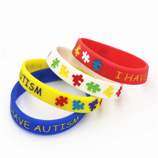 1PC I Have Autism Puzzle Silicone Bracelets&Bangles Daily Reminder Colourful Wristbands in Kids Size Multicolor Gifts SH086