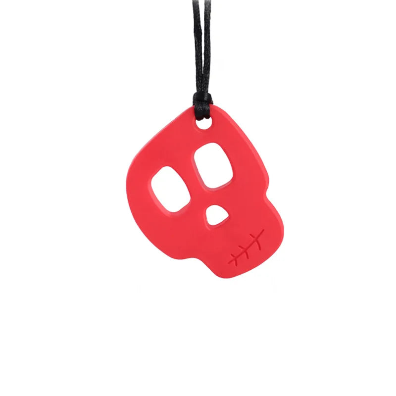 1PC Baby Teether Silicone Skull Chew Necklace Autistic Baby Silicone Teether Autism Sensory Chewy Toys Autism ADHD Teething Care