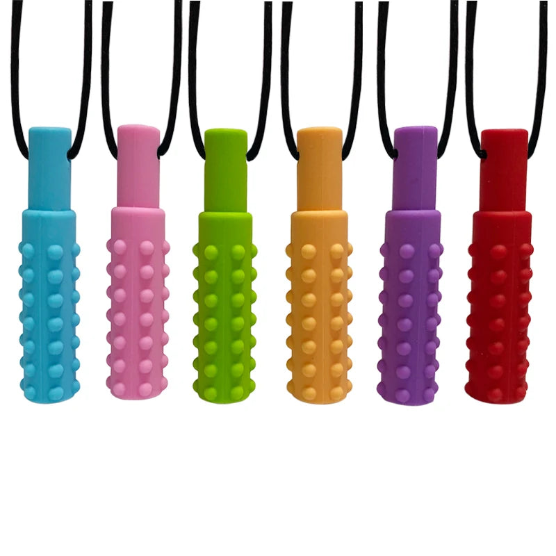 10pcs Baby Silicone Teether Kids Chew Necklace Sensory Chewy Pendant Oral Motor Toys Therapy Tools for Autism chidren's goods