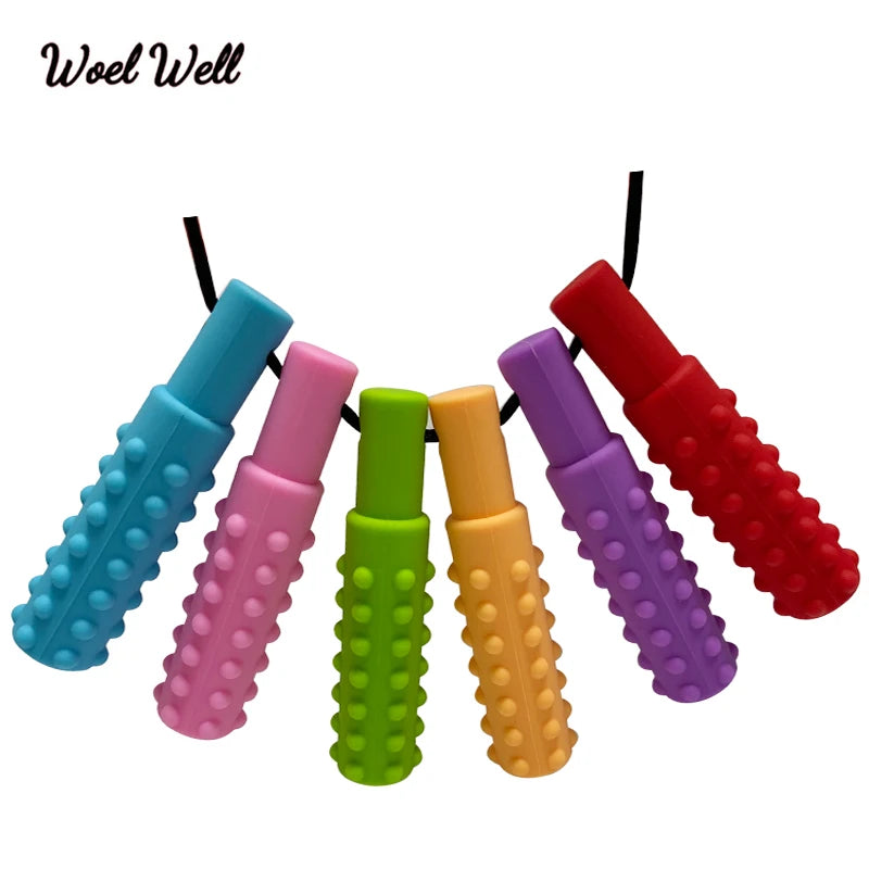 10pcs Baby Silicone Teether Kids Chew Necklace Sensory Chewy Pendant Oral Motor Toys Therapy Tools for Autism chidren's goods