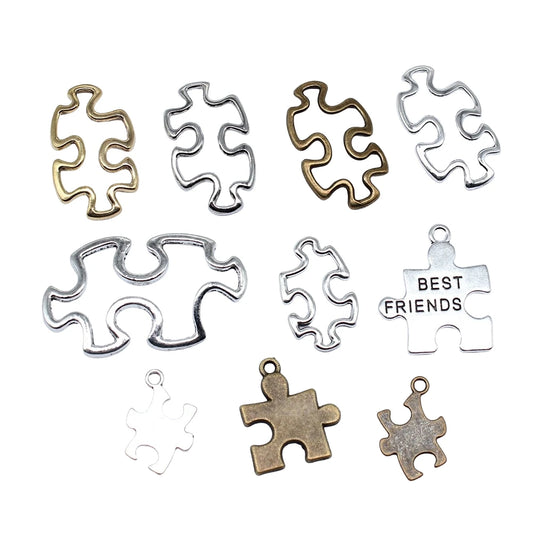 20pcs Autism Awareness Jigsaw Puzzle Piece Charms Pendant For DIY Bracelet & Necklace Jewelry Accessories