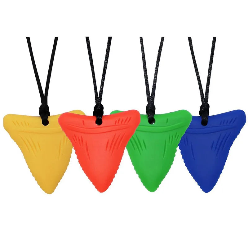 1 Pcs Sensory Chew Necklace Cartoon Chewy Kids Silicone Triangle Fangs Toys Silicone Teeth for Children with Autism Accessories