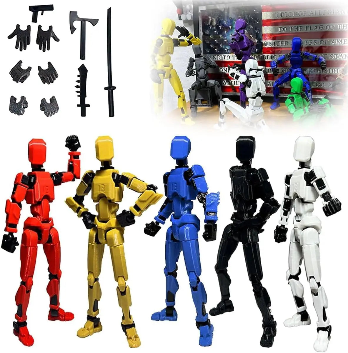 Titan T13 Action Figures Lucky Dummy 13 Robot Anime Figures Fidget Toys for Boy Autism Sensory Multi Joints Movable Gadget Toys