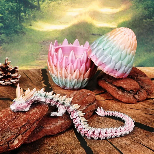 3D Printed Articulated Dragon with Magnetic Closure Rotatable Mystery Dragon Egg Fidget Surprise Toy For Autism ADHD Kids Gifts