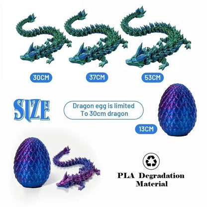 3D Printed Gem Dragon Crystal Dragon Egg Rotatable And Poseable Joints 3D Articulated Dragon Toys for Autism ADHD Kids Gifts