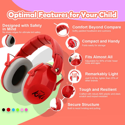 ZOHAN Kid Earmuffs Hearing Safety Protection Passive Noise Reduction Earmuffs Foldable Ear Defenders For Toddler Autism Children