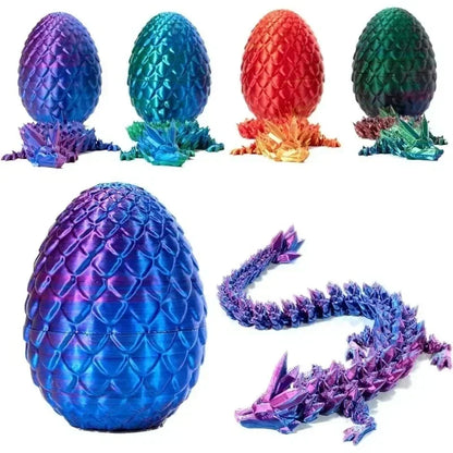 3D Printed Gem Dragon Crystal Dragon Egg Rotatable And Poseable Joints 3D Articulated Dragon Toys for Autism ADHD Kids Gifts