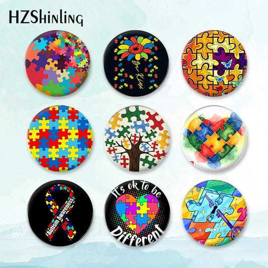 2023 New Autism Awareness Badge Brooch Fashion Button Pin Backpack Decoration Pins Round Jewelry Women Gift