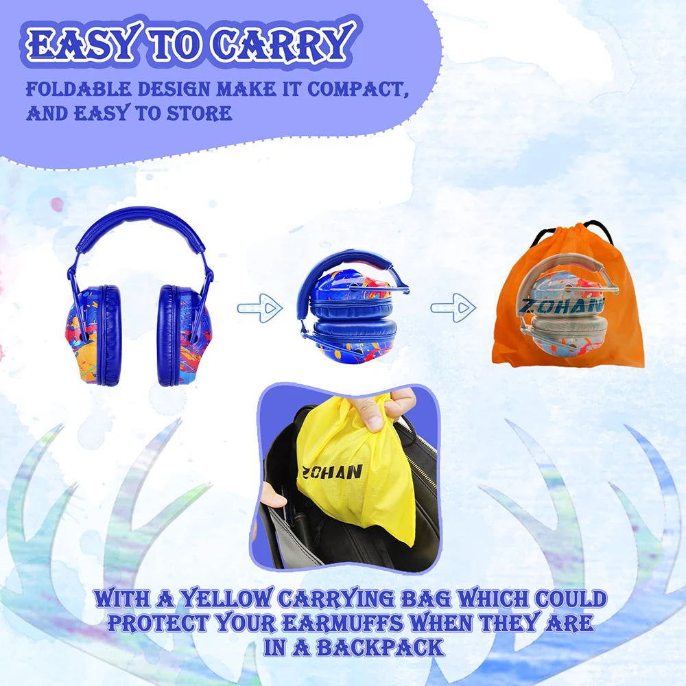 ZOHAN Kid Hearing Protection Earmuffs Ear Defenders Safety Noise Reduction Earmuff NRR 25dB For Toddlers Children Autism