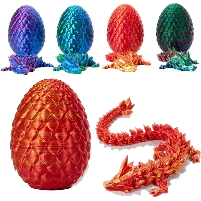 3D Printed Gem Dragon Crystal Dragon Egg Rotatable And Poseable Joints 3D Articulated Dragon Toys for Autism ADHD Kids Gifts