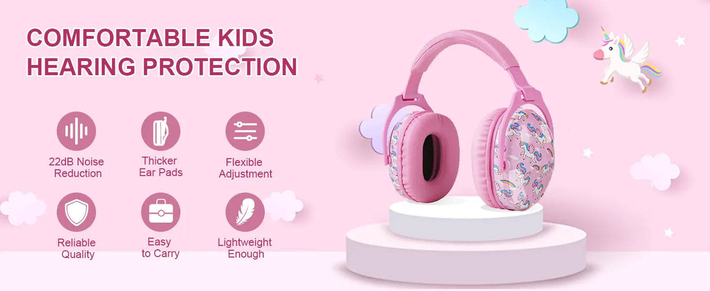 ZOHAN Ear Protectors Kids Earmuffs Safety Unicorn Cartoon Hearing Protection Child anti noise earmuff for Autism Toddler