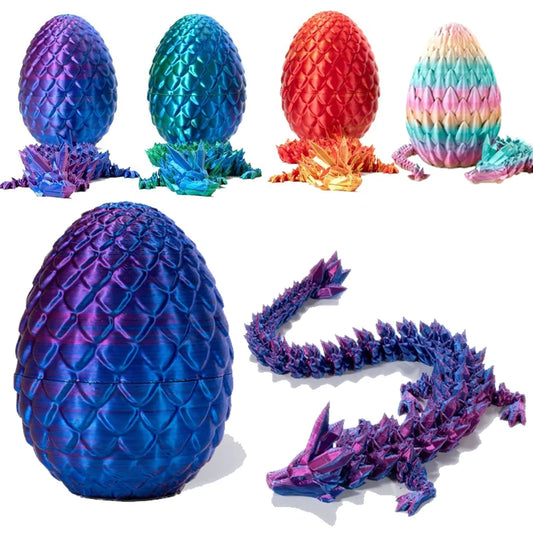3D Printed Gem Articulated Dragon Rotatable 3D Dragon Toy Mystery Dragon Egg Poseable Joints Fidget Surprise Toy For Autism ADHD