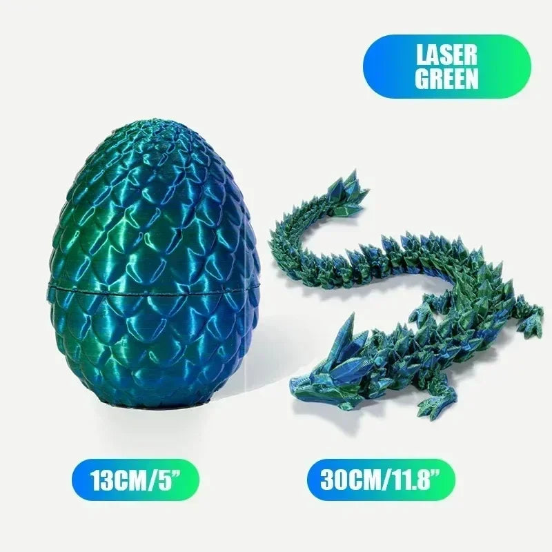 3D Printed Gem Dragon Crystal Dragon Egg Rotatable And Poseable Joints 3D Articulated Dragon Toys for Autism ADHD Kids Gifts