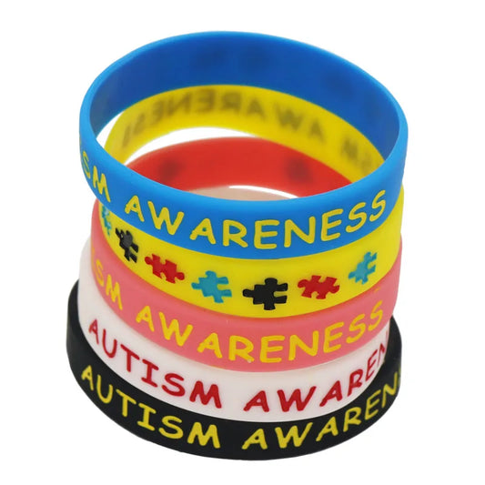 5PCS Colorful Autism Awareness Puzzle Silicone Wristbands Daily Reminder Puzzle Sillicone Rubber Bracelets&Bangles Gifts SH075