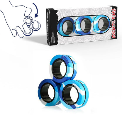 3Pcs Fidget Spinner Magnetic Ring Toys Fingers Magnet Rings ADHD Stress Relief Magical Toys for Adult Kids Anxiety