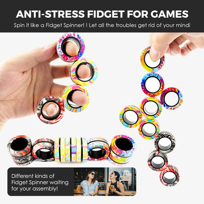 3Pcs Fidget Spinner Magnetic Ring Toys Fingers Magnet Rings ADHD Stress Relief Magical Toys for Adult Kids Anxiety