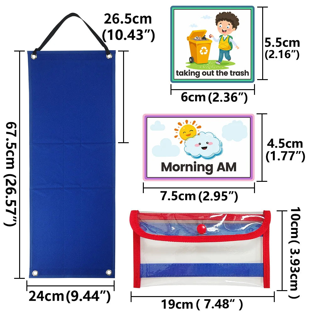 70 Cards Visual Daily Schedule Chart for Kids With Autism Pocket Chart  Materials Montessori Learning Educational Toy