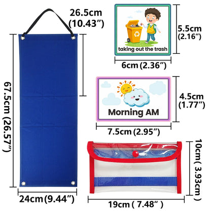 70 Cards Visual Daily Schedule Chart for Kids With Autism Pocket Chart  Materials Montessori Learning Educational Toy