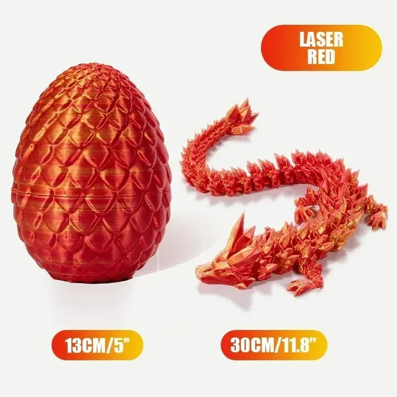 3D Printed Gem Dragon Crystal Dragon Egg Rotatable And Poseable Joints 3D Articulated Dragon Toys for Autism ADHD Kids Gifts