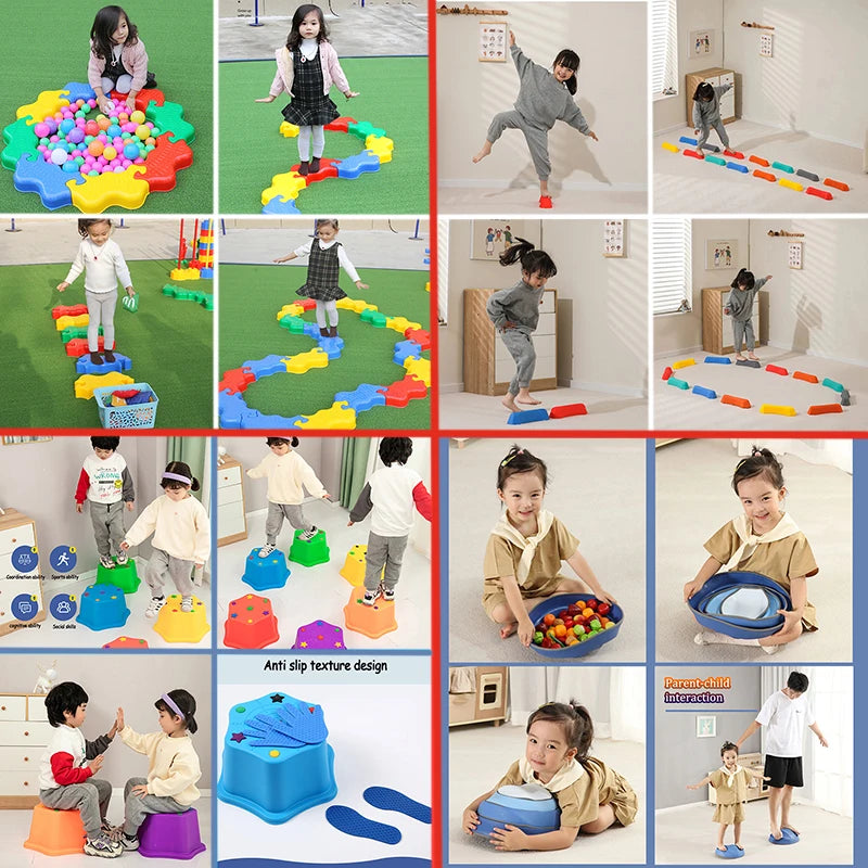 Children Balance Stepping Stones Toy Foot Tactile Sensory Integration Training Parish Party Game Autism Kids Outdoor Social Game