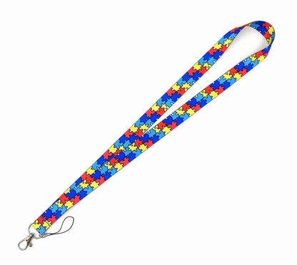 Wholesale Autism Cartoon Creative Lanyard Card Holder Student Hanging Neck Phone Lanyard Badge Subway Access Card Holder