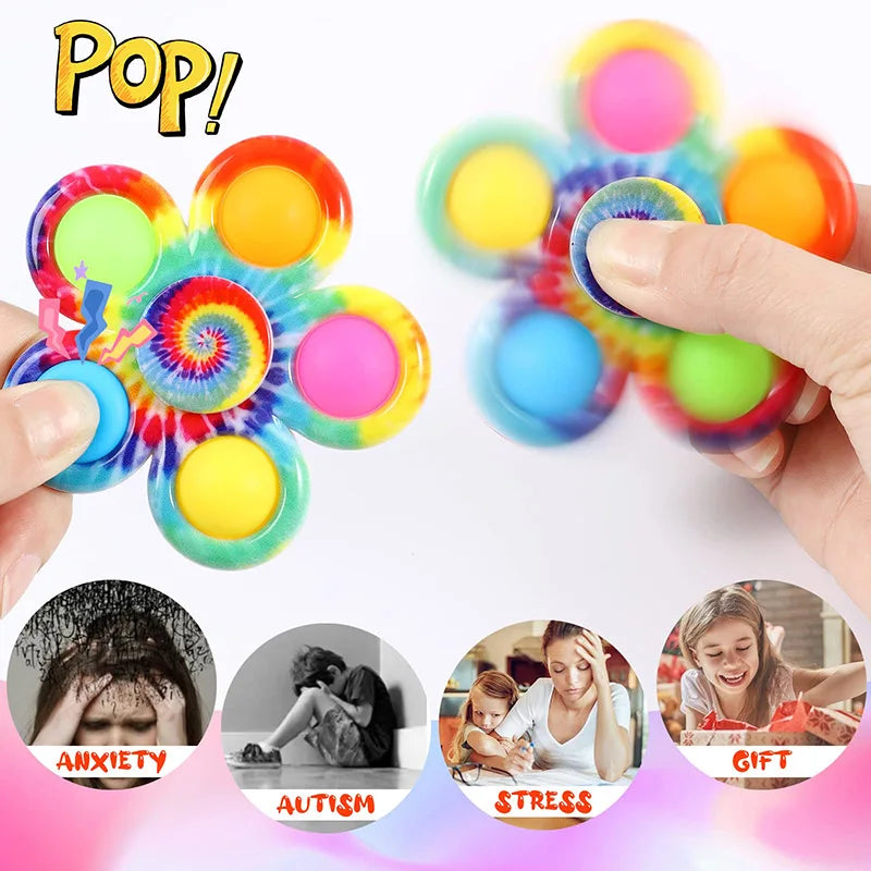 5/10/20PCS Rainbow Fidget Spinner Push Bubble ADHD Anxiety Stress Relief Sensory Toys for Kids Adult Party Favor антистресс