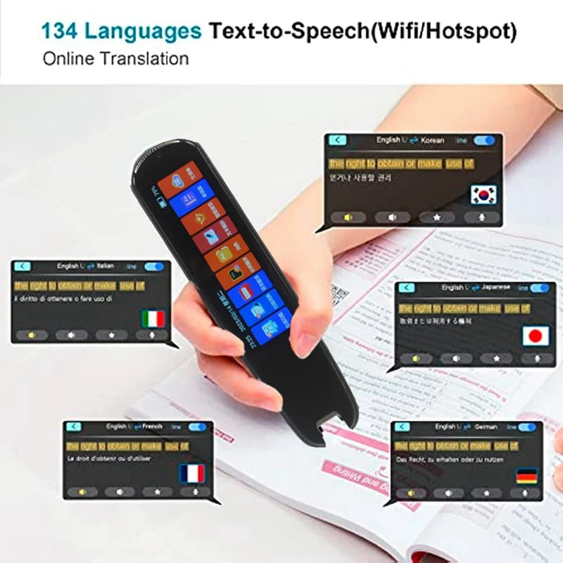 Scan Reader Pen Translatorand Reading Pen For Dyslexia Autism Smart Voice Scan Translator Pen 134 Languages Translation Durable