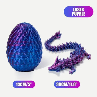 3D Printed Gem Dragon Crystal Dragon Egg Rotatable And Poseable Joints 3D Articulated Dragon Toys for Autism ADHD Kids Gifts