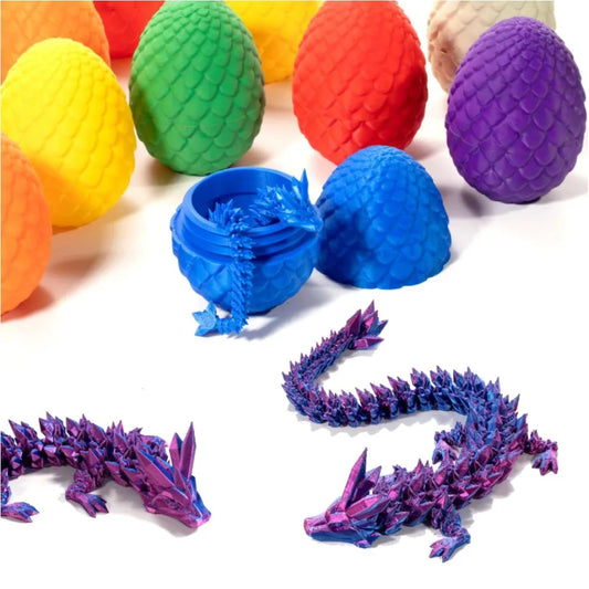 3D Printed Egg Dragon Fully Articulated Crystal Dragon Home Decor Executive Desk Decompression Toy, Autism ADHD Toy for Adults