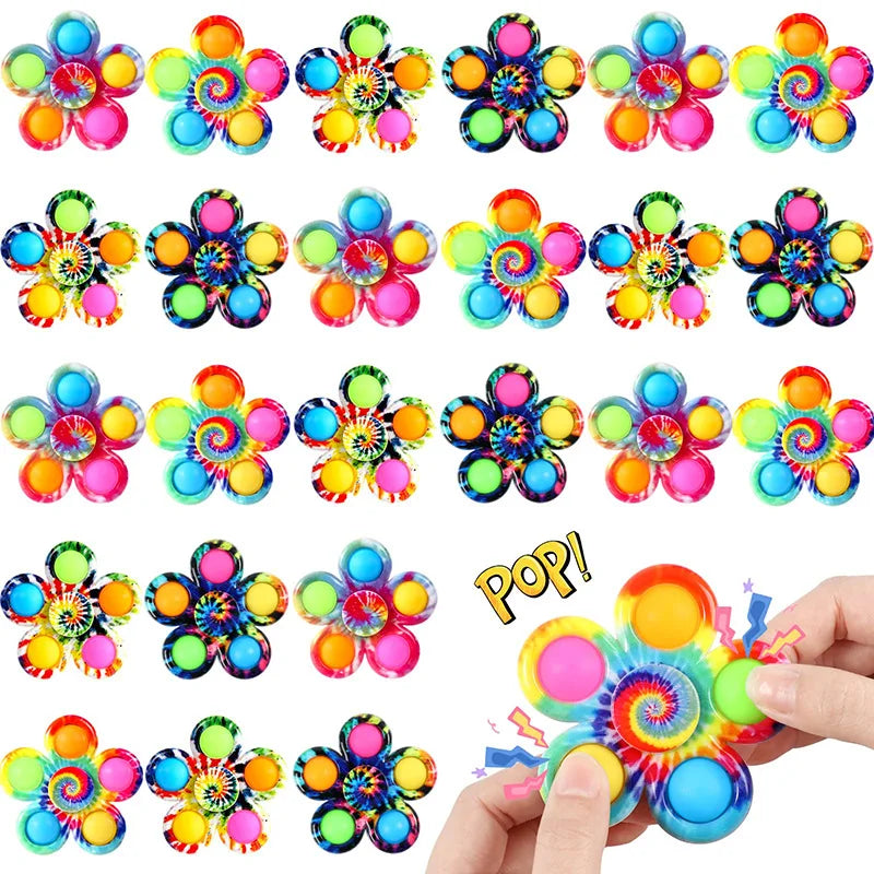 5/10/20PCS Rainbow Fidget Spinner Push Bubble ADHD Anxiety Stress Relief Sensory Toys for Kids Adult Party Favor антистресс