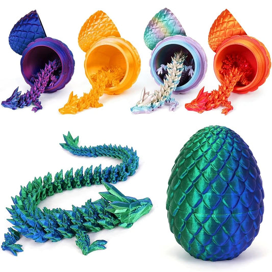 3D Printed Gem Articulated Dragon Rotatable 3D Dragon Toy Mystery Dragon Egg Poseable Joints Fidget Surprise Toy For Autism ADHD