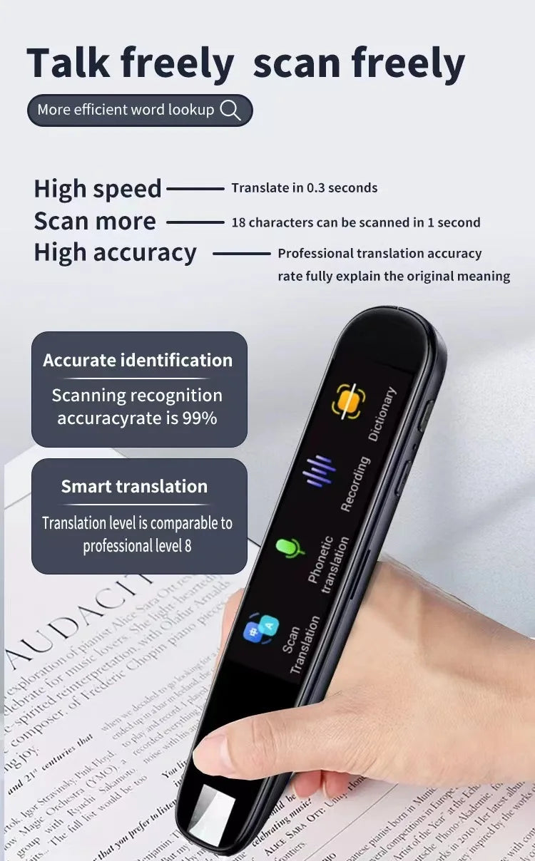 Translator 112 Languages Reading Pen For Dyslexia Autism Smart Voice Portable Scanner Pen Instant Smart Voice Translator Device