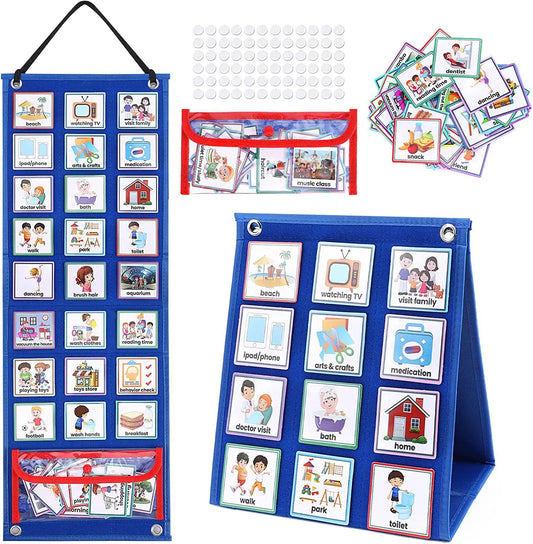 70 Cards Visual Daily Schedule Chart for Kids With Autism Pocket Chart  Materials Montessori Learning Educational Toy