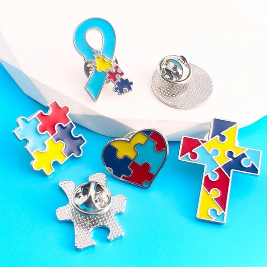 6 Pieces Autism Puzzle Enamel Pin Clothes Lapel Pin Enamel Lapel Pins Decoration