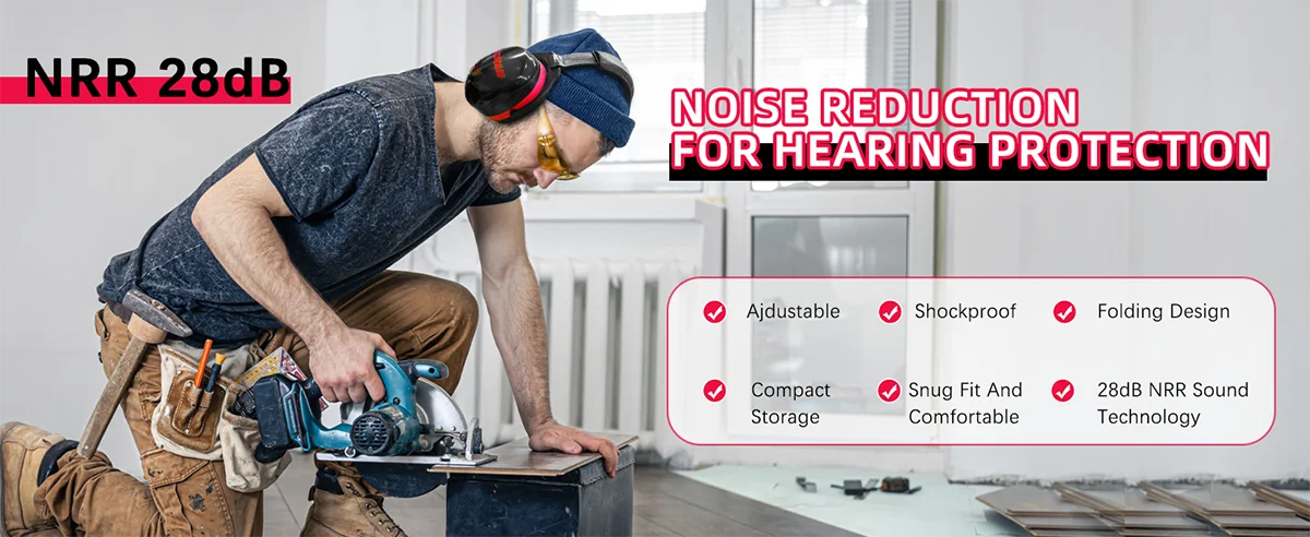 ZOHAN Noise Reduction Earmuffs Hearing Protection Safety Earmuffs Ear Defenders NRR 28dB For Autism Shooting Mowing Fireworks