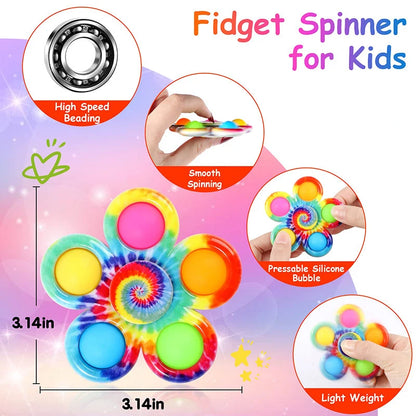 5/10/20PCS Rainbow Fidget Spinner Push Bubble ADHD Anxiety Stress Relief Sensory Toys for Kids Adult Party Favor антистресс