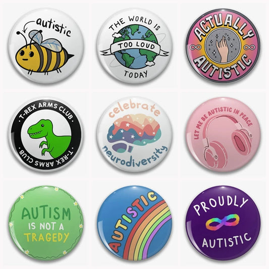 58mm Autism Acceptanc Creative Slogan Autistic is Not a Bad Word Button Pin I'm a Autistic Cartoon Brooch Badge Backpack Decor
