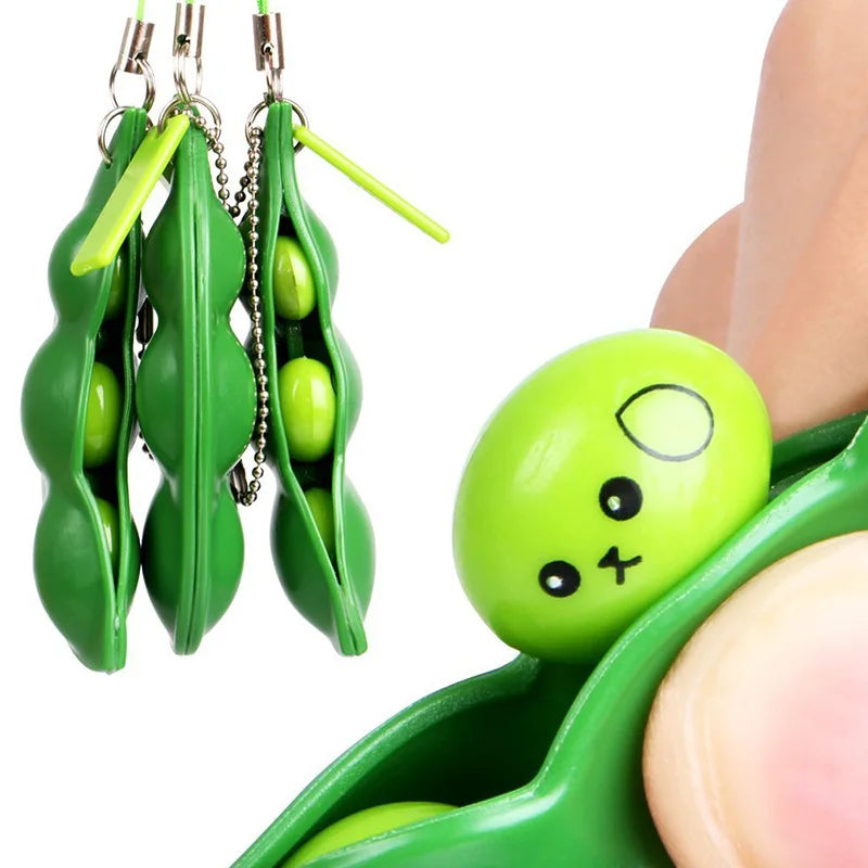 10/30/50PCS Peas Beans Fidget Toys For Anxiety ADHD Push Stress Relief Squeezing Toys Kawaii Keychain Party Favors Kids Adult