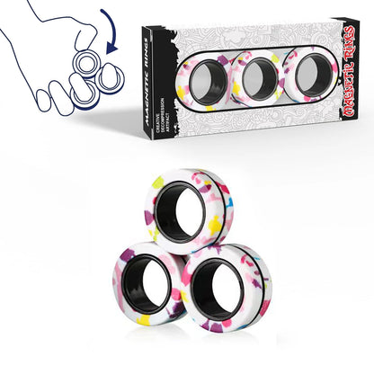 3Pcs Fidget Spinner Magnetic Ring Toys Fingers Magnet Rings ADHD Stress Relief Magical Toys for Adult Kids Anxiety